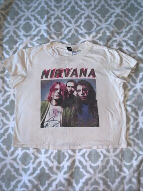 H&M White Nirvana Band Graphic Tee